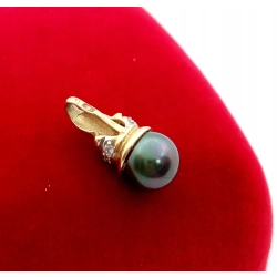 Złota zawieszka z czarną Perłą Tahitian Pr.585 W:1,47gr do kompletu