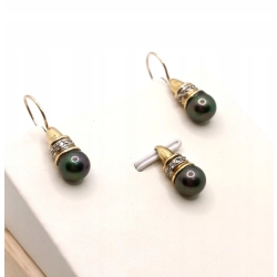 Złota zawieszka z czarną Perłą Tahitian Pr.585 W:1,47gr do kompletu