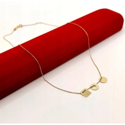 Złoty łańcuszek z zawieszkami Pr.585 W:1,85gr Dł:42cm i 44,5cm