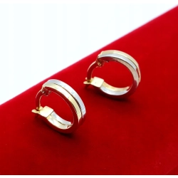 Złote kolczyki kółka Bicolor Pr.585 W:1,66gr Śred:1cm