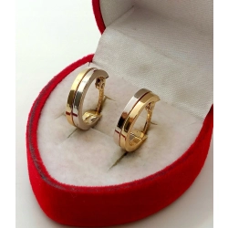 Złote kolczyki kółka Bicolor Pr.585 W:1,66gr Śred:1cm