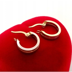 Złote kolczyki kółka Bicolor Pr.585 W:1,66gr Śred:1cm