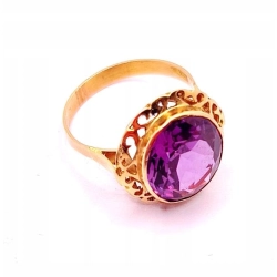 Złoty pierścionek z Ametystem PR.750 W:4,97gr R.17 InterSKLEP