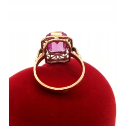 Złoty pierścionek Warmet z Ametystem synt. Pr.585 W:4,12gr Roz.15