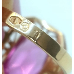 Złoty pierścionek Warmet z Ametystem synt. Pr.585 W:4,12gr Roz.15