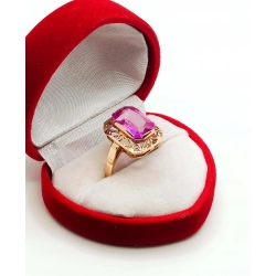 Złoty pierścionek Warmet z Ametystem synt. Pr.585 W:4,12gr Roz.15