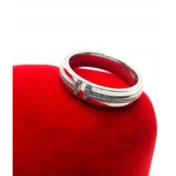 Złoty pierścionek Tiffany T z diamentami 0,13ct Pr.750 W:6,03gr Roz.12