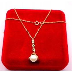 Złoty łańcuszek z zawieszką z Perłą PR.585 W:6,33gr Dł.49cm InterSKLEP