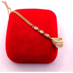 Złoty łańcuszek z zawieszką z Perłą PR.585 W:6,33gr Dł.49cm InterSKLEP