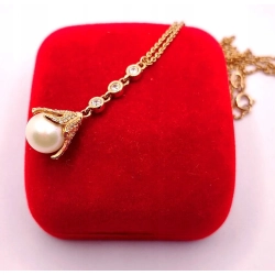 Złoty łańcuszek z zawieszką z Perłą PR.585 W:6,33gr Dł.49cm InterSKLEP