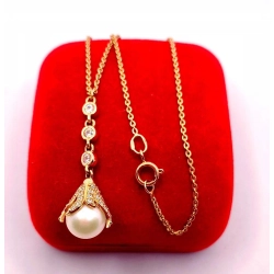 Złoty łańcuszek z zawieszką z Perłą PR.585 W:6,33gr Dł.49cm InterSKLEP