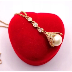 Złoty łańcuszek z zawieszką z Perłą PR.585 W:6,33gr Dł.49cm InterSKLEP