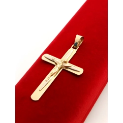 Złota zawieszka duży krzyż z Jezusem Pr.585 W:3,10gr