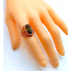 Złoty pierścionek ażurowy z Oliwinem Pr.583 W:6,19gr Roz.15