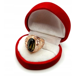 Złoty pierścionek ażurowy z Oliwinem Pr.583 W:6,19gr Roz.15