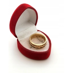 Złoty pierścionek obrączka z cyrkoniami szer.6mm Pr.585 W:4,23gr Roz.14