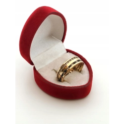 Złoty pierścionek obrączka z cyrkoniami szer.6mm Pr.585 W:4,23gr Roz.14