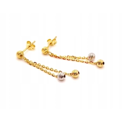 Złote kolczyki wiszące kulki na łańcuszku PR.585 W:1,29gr