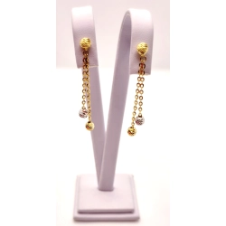 Złote kolczyki wiszące kulki na łańcuszku PR.585 W:1,29gr