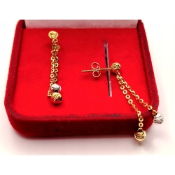 Złote kolczyki wiszące kulki na łańcuszku PR.585 W:1,29gr