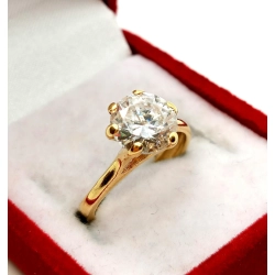Złoty pierścionek z dużą cyrkonią pr.585 W:3gr Roz.7