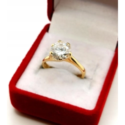 Złoty pierścionek z dużą cyrkonią pr.585 W:3gr Roz.7