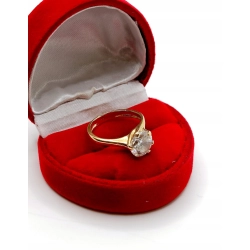 Złoty pierścionek z dużą cyrkonią pr.585 W:3gr Roz.7