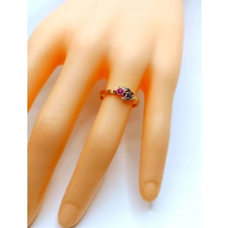 Złoty pierścionek z różową cyrkonią Pr.583 W:1,74gr Roz.11