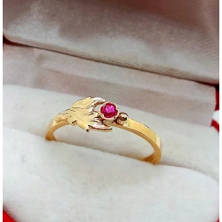 Złoty pierścionek z różową cyrkonią Pr.583 W:1,74gr Roz.11