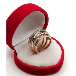 Złoty pierścionek szeroki z cyrkoniami Pr.375 W:5,57gr roz.14 szer.1,2cm