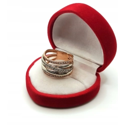 Złoty pierścionek szeroki z cyrkoniami Pr.375 W:5,57gr roz.14 szer.1,2cm