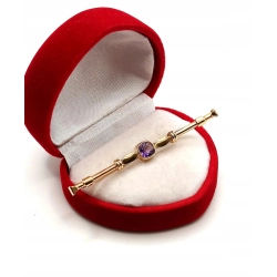 Złota broszka z Ametystem PR.585 W:2,77gr InterSKLEP