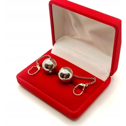 Złote kolczyki wiszące długie Kule na łańcuszku PR.585 W:6,22gr InterSKLEP