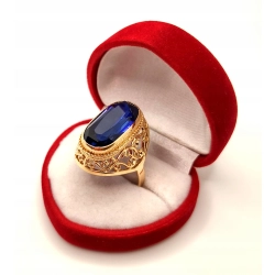Złoty pierścionek z szafirowym kamieniem PR.583 W:10,12gr R.26 InterSKLEP