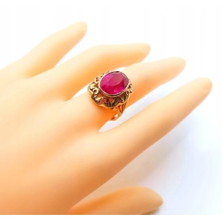 Złoty pierścionek z rubinem pr.585 W:6,96gr Roz.16 InterSKLEP