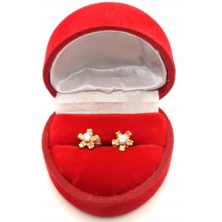 Złote kolczyki Kwiatki z cyrkoniami sztyft PR.585 W:1,02gr InterSKLEP