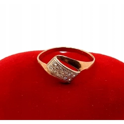 Złoty pierścionek z Cyrkoniami PR.585 W:1gr R.9 InterSKLEP