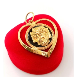 Złota zawieszka duża Serce z Jezusem Pr.585 W:8,37gr Dł:4,5cm