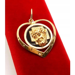 Złota zawieszka duża Serce z Jezusem Pr.585 W:8,37gr Dł:4,5cm