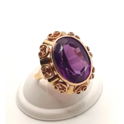 Złoty pierścionek landrynka z Ametystem Pr.585 W:8,33gr Roz.14