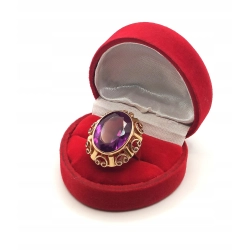 Złoty pierścionek landrynka z Ametystem Pr.585 W:8,33gr Roz.14