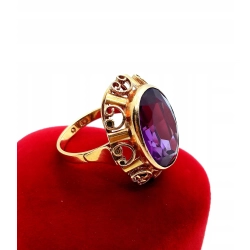 Złoty pierścionek landrynka z Ametystem Pr.585 W:8,33gr Roz.14