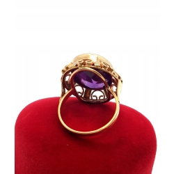 Złoty pierścionek landrynka z Ametystem Pr.585 W:8,33gr Roz.14