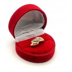 Złoty pierścionek szeroki z Cyrkoniami Pr.585 W:3,64gr Roz.15