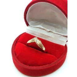 Złoty pierścionek z cyrkoniami Pr.585 W:1,85gr Roz.11InterSKLEP