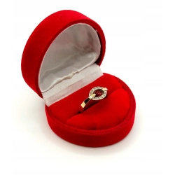 Złoty pierścionek z cyrkoniami czerwone oczko Pr.585 W:2,37gr Roz.9
