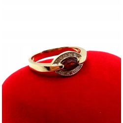 Złoty pierścionek z cyrkoniami czerwone oczko Pr.585 W:2,37gr Roz.9