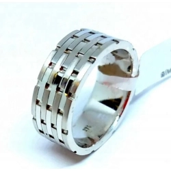 Złoty pierścień obrączka męska szeroka białe złoto Pr.375 W:11,28gr R.22