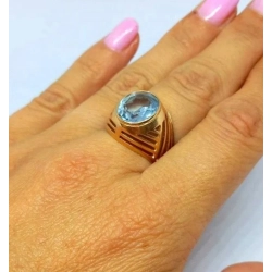 Złoty pierścionek z akwamarynem Pr.585 W:6,75gr Roz.13 InterSKLEP