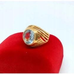 Złoty pierścionek z akwamarynem Pr.585 W:6,75gr Roz.13 InterSKLEP